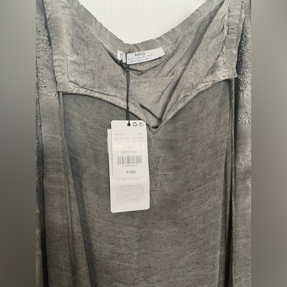 MNG by Mango distressed grey maxi dress size 6 with ties NWT πHost Pick x2π - Picture 3 of 6